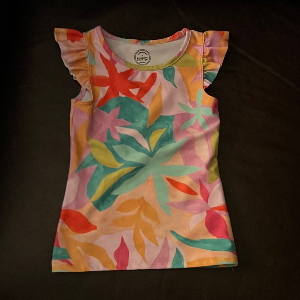Mott50 Girls' Watercolor Floral Ruffle Sleeve Tee -
UPF 50+ rating